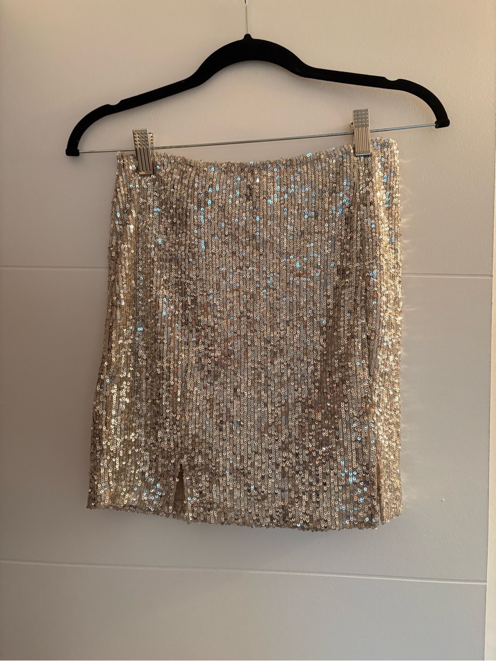 Sequin Mini Skirt in Champagne